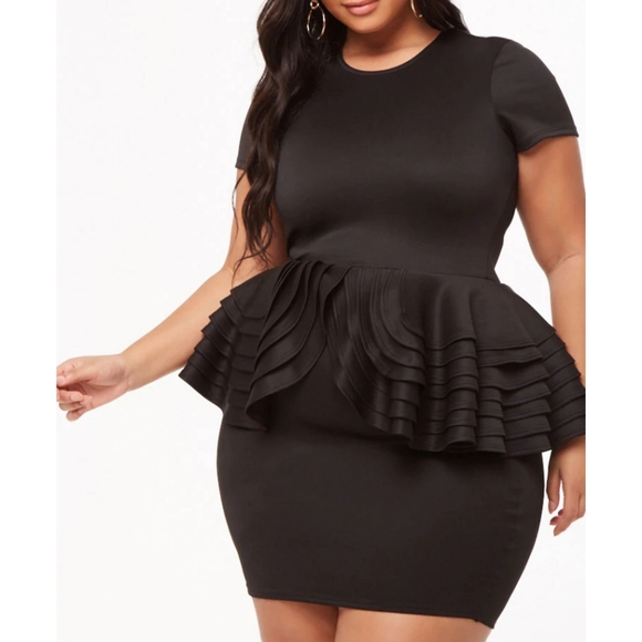 Black Mini Peplum Dress | Color: Black | Size: 1x | Ebonycloset19's Closet